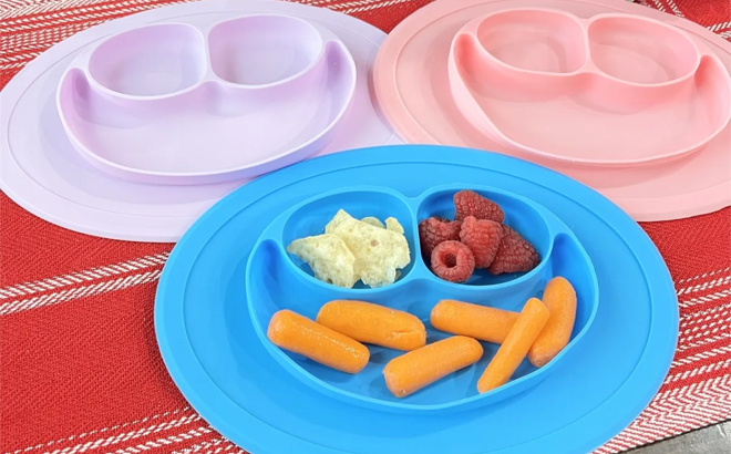 No More Spills Silicone Baby Plate in Threee Colors