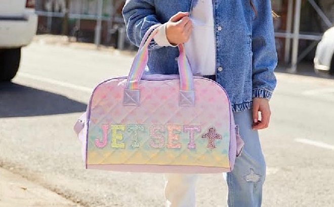 OMG Accessories Jet Set Sequin Quilted Duffel Bag