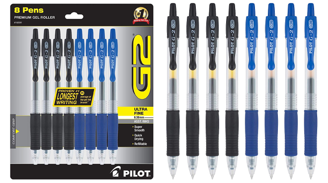 Pilot Refillable And Retractable Gel Ink Pens in Black and Blue Colors