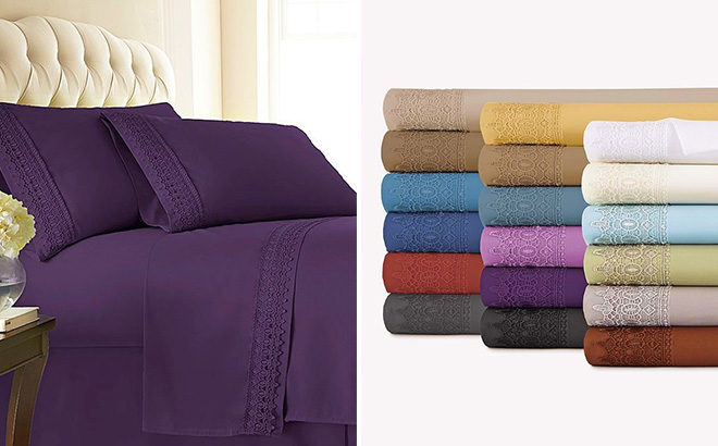 Purple Vilano Deep Pocket Microfiber Sheet Set