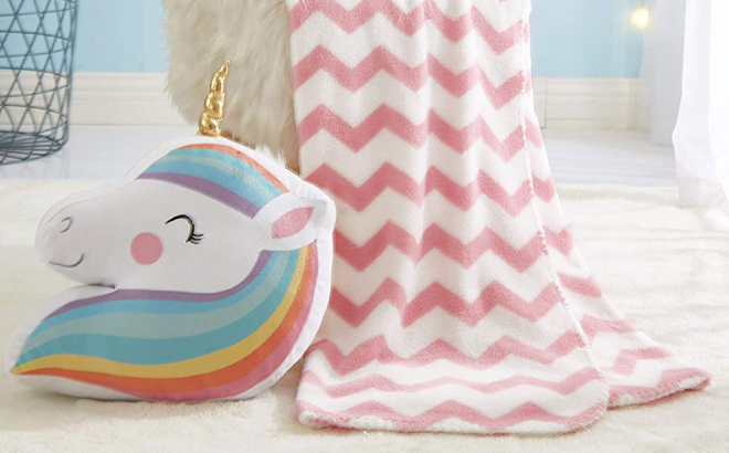 Rainbow Unicorn Throw Pillow Chevron Throw Set