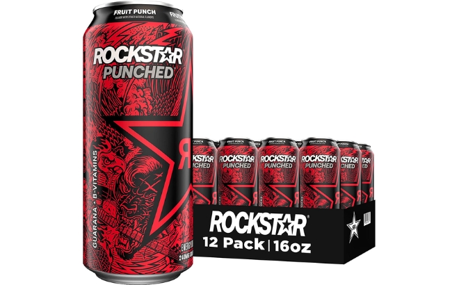 Rockstar Punched Energy Drink Fruit Punch 12 Pack