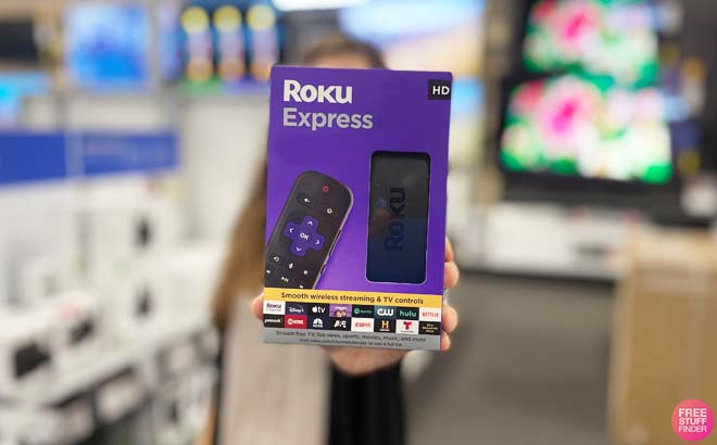 Hand Holding Roku Express Streaming Device