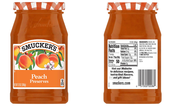 Smuckers Peach Preserves 12 Oz 6 pack