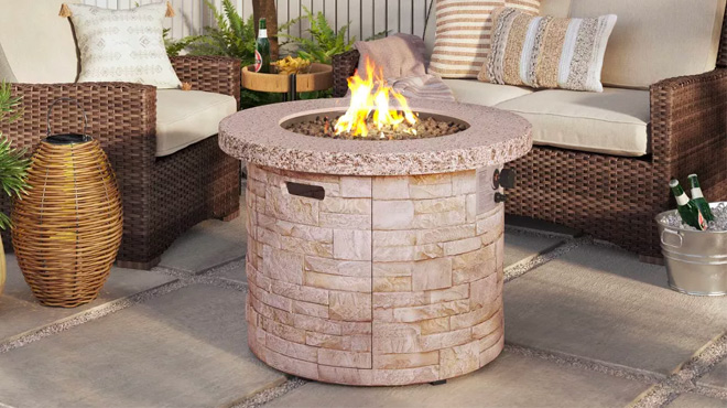 Stack Stone Liquid Propane Fire Pit Light Brown