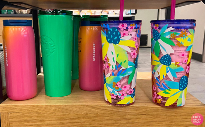 Starbucks Spring Flowers and Green Tumblers 16 Ounce