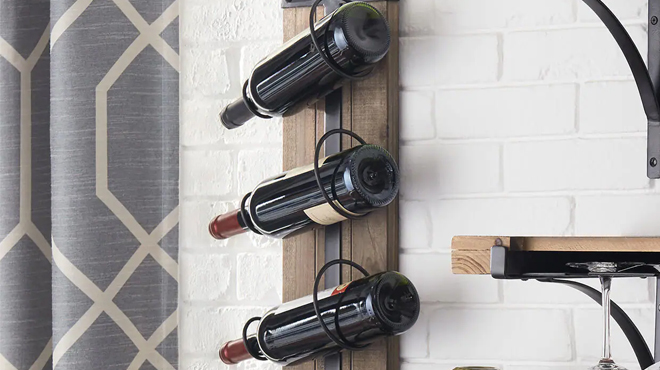 StyleWell Wood Wall Mounted 4 Bottle Wine Rack