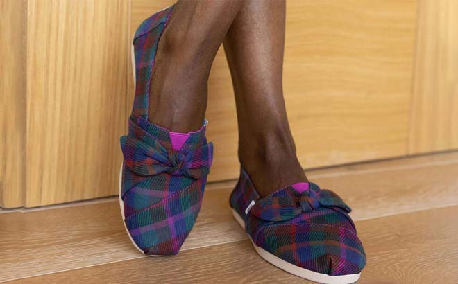 TOMS Alpargata Shoes Plaid Bow