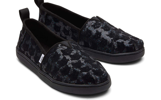 TOMS Youth Alpargata Cats Black Glitter Shoes