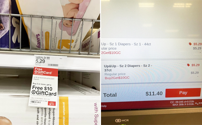 Target Gift Card Shelf Sign on the Right Checkout Image on the Left