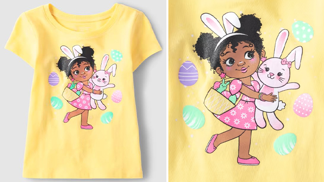 The Childrens Place Gilrs Easter Graphic Tees in Sun Valley Color