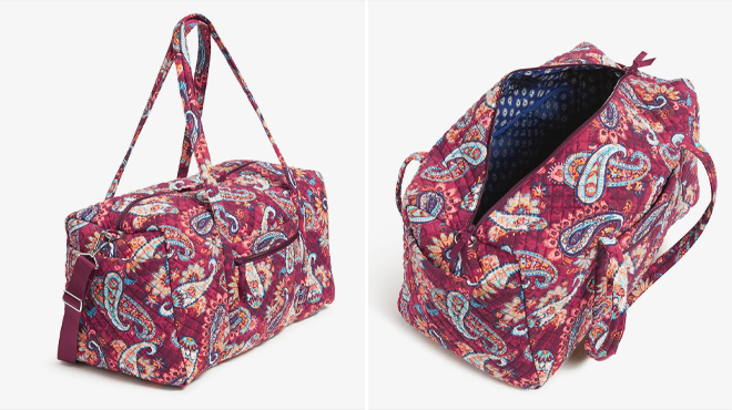 Vera Bradley Large Travel Duffel Bag Side and Top View