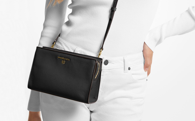 GetUSCart- Michael Kors Emmy Medium Saffiano Leather Crossbody Bag in Pale  Gold