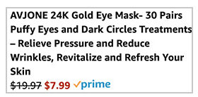 amazon checkout gold eye mask