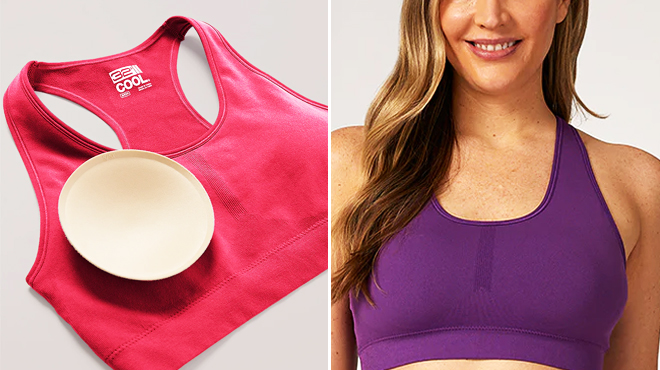 32 Degrees Womens SeamlessRacerback Sports Bra in Pink and Grape Color