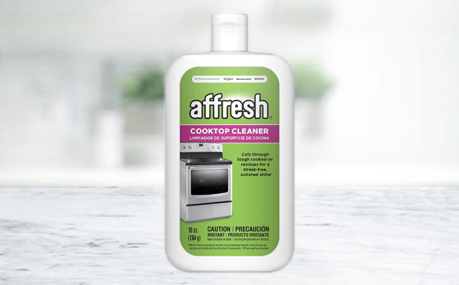 Affresh 10 Ounce Cooktop Cleaner on a Marble Kitchen Countertop