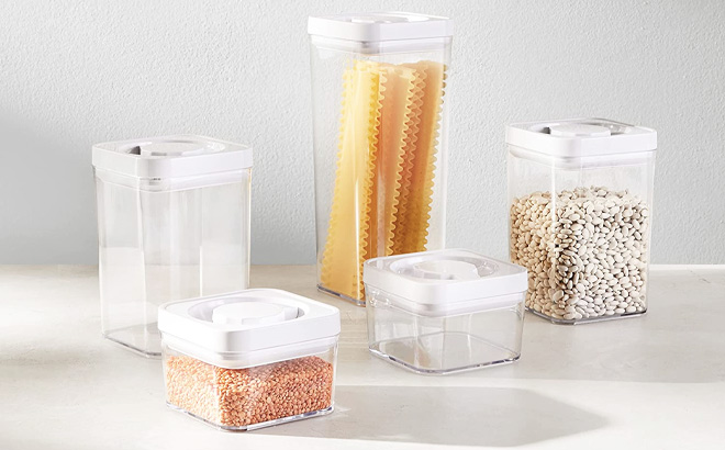 Amazon Basics 5 Piece Square Airtight Food Storage Containers