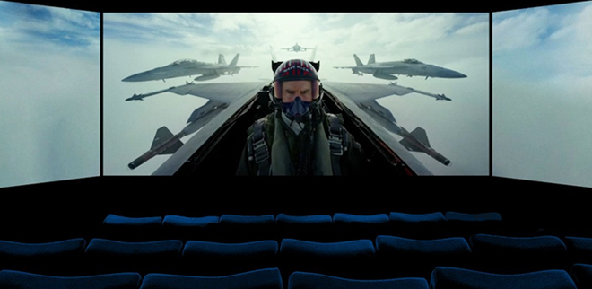 An Image Inside Regal Cinema with Top Gun Maverick Movie in ScreenX