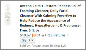 Aveeno Calm Restore Redness Relief 6 Ounce Foaming Cleanser Discount Checkout at Amazon