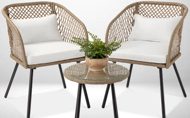 BCP 3 Piece Wicker Bistro Set