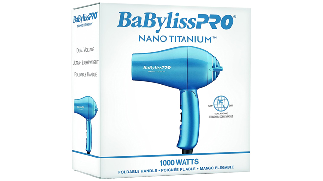 BaBylissPRO Nano Titanium Travel Dryer in Blue Color in a Box