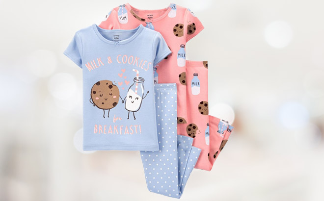 Baby 4 Piece Milk And Cookies Pajama Set