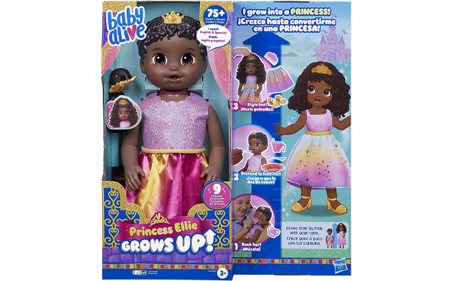 Baby Alive Princess Ellie Grows Doll With Accessories