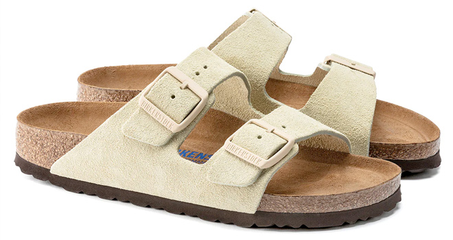 Birkenstock Womens Arizona Soft Footbed Suede Almond Sandals