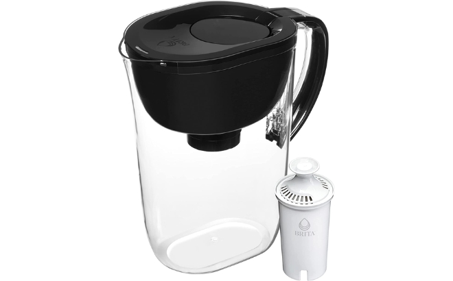 Brita Large Water Filter Pitcher 10 Cup in Black on a White Background