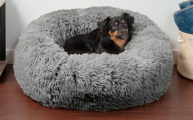 Calming Cuddler Long Fur Donut Bed