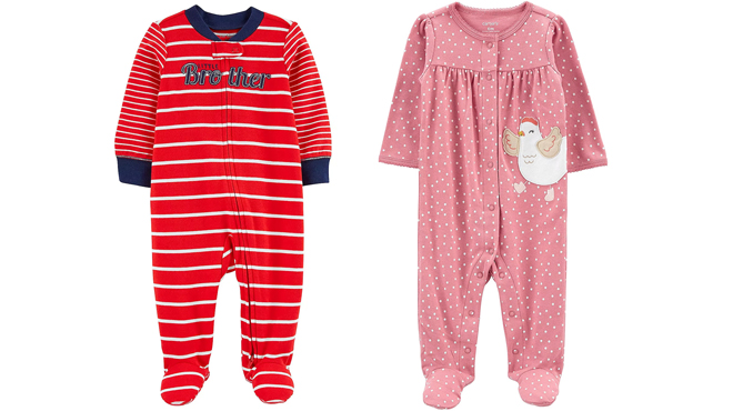 Carters Baby Sleep and Play Onesies in Red and Pink