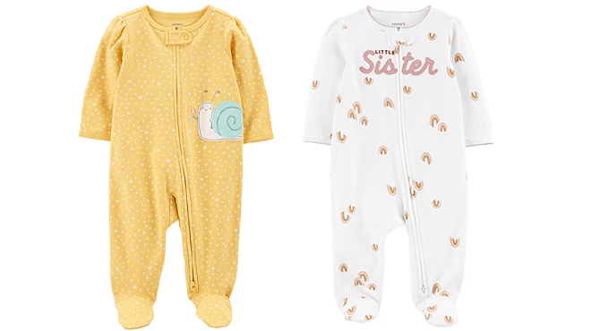 Carters Baby Sleep and Play Onesies in Yellow and White