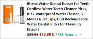 Checkout page of Bitvae Cordless Water Flosser