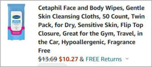 Checkout page of Cetaphil Face and Body Wipes