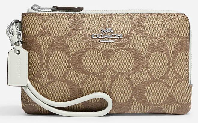 Coach Outlet Double Corner Zip Wristlet In Signature Canvas