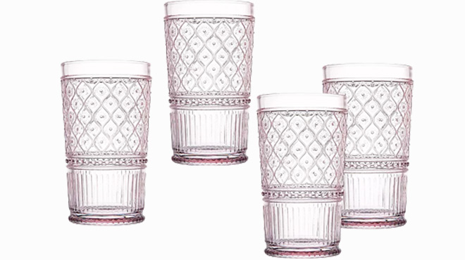 4-Piece Crystal Glasses Set Pink