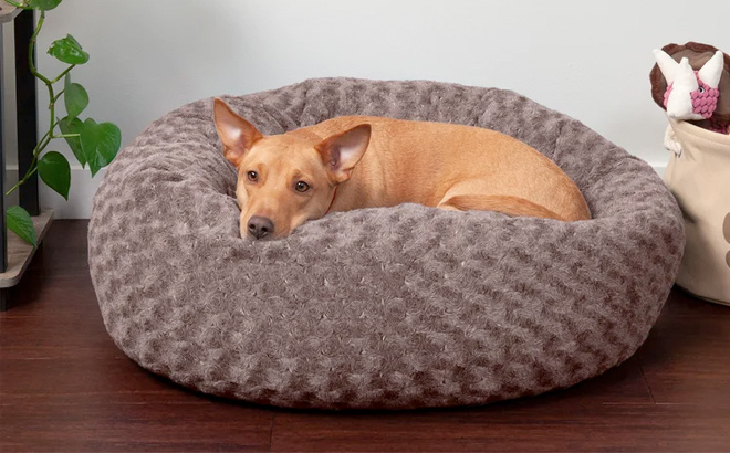 Deep Dish Curly Fur Plush Donut Bolster