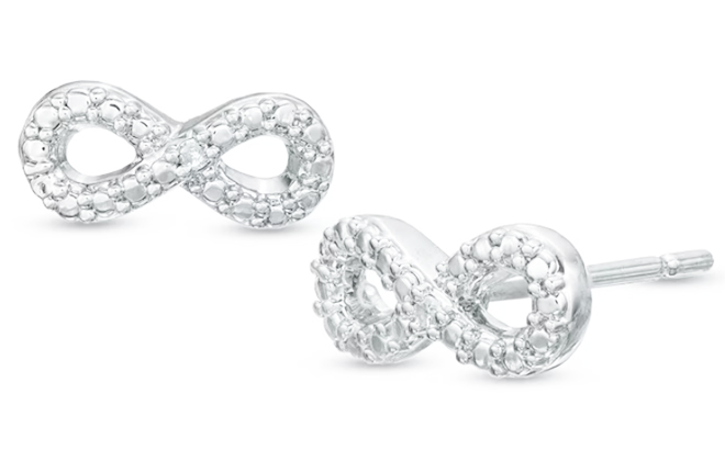 Diamond Accent Beaded Infinity Stud Earrings