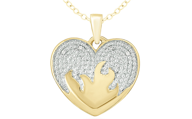 Diamond Accent Flame in Heart Pendant