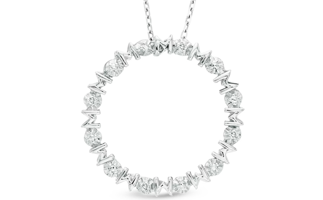 Diamond Accent Mom Circle Pendant