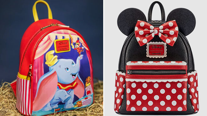 Disney Loungefly Dumbo Backpack and Disney Loungefly Minnie Mouse Bow Ear Backpack