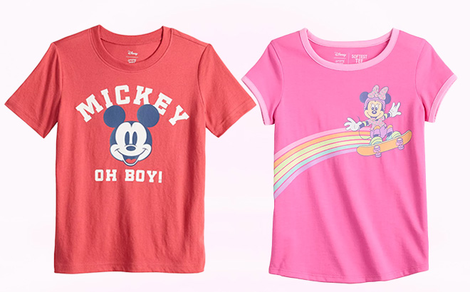 Disney Mickey Mouse Tee and Minnie Mouse Toddler Girls Graphic Tee