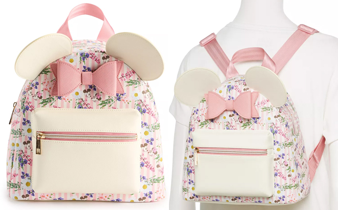 Disney Minnie Mouse Floral Stripe Mini Backpack