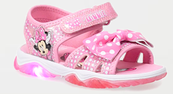 Disney Minnie Mouse Light Up Sandals on a Gray Background