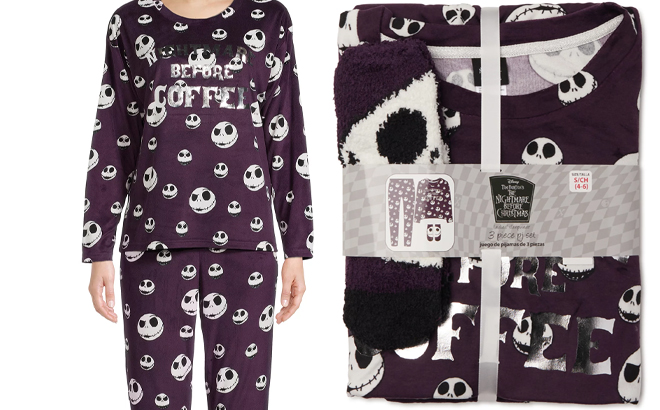 Disney Nightmare Before Christmas Womens Three Piece Pajama Set