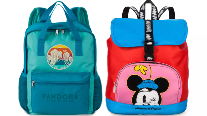 Disney Pandora The World of Avatar Backpack on The Left and Disney Minnie Mouse Kids Backpack On The Right