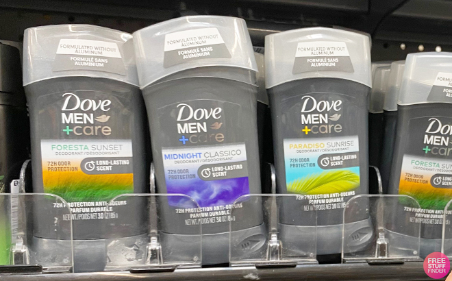 Dove Mens Deodorant Various Scents on Shelf at Walmart