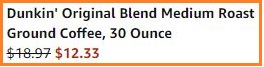 Dunkin' Ground Coffee Checkout Summary at Amazon