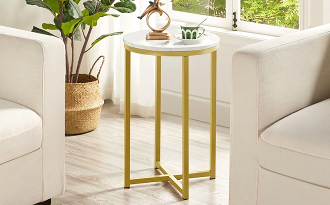 Easyfashion Faux Marble Side Table