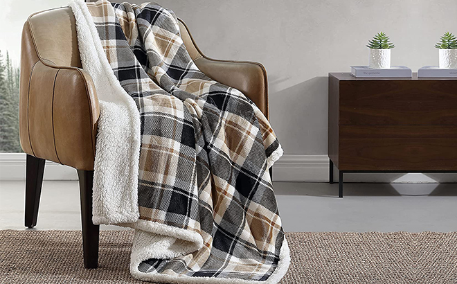 Eddie Bauer Reversible Sherpa Fleece Bedding Throw Blanket